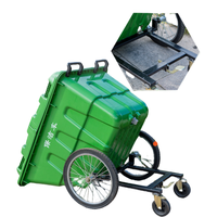 Bac de rangement rectangulaire en PP écologique de 400 L avec pédale et chariot à ordures à 2 roues pour usage extérieur en hôtel