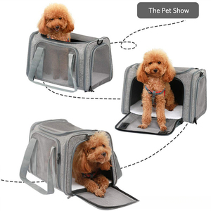 Porte-chien écologique Polyester Fashion Backpack Soft Sided Pliable Waterproof TSA Approved for Dogs up to 15kg Grey - Product Image 5