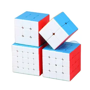 Sengso定制4合1礼品盒套装无贴速度魔术立方体捆绑2x2 3x3 4x4 5x5拼图立方体ABS塑料质量教育