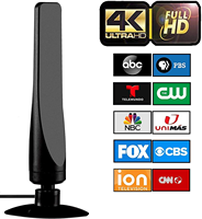 Antenne TV numérique intérieure/extérieure amplifiée, amplificateur puissant, meilleur amplificateur de signal, 4K 1080P avec câble coaxial