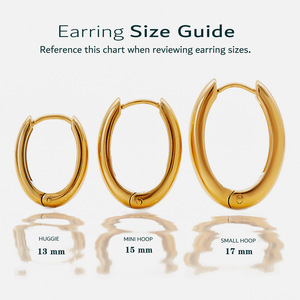 Huggie Earrings 18K Gold Stainless Steel O Shaped Geometric <b>Plain</b> Hoop Set Fashion Jewelry - Product Image 4