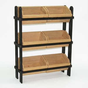Estanterías de exhibición de doble cara desmontables para supermercado, de madera, con 6 contenedores extraíbles, de uso ligero y montaje rápido. - Product Image 1