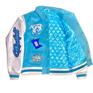 Blouson Bomber Matelassé Personnalisé OEM ODM en Satin et Coton Brodé Chenille – Idéal pour le Basketball et la <span class=keywords><strong>Moto</strong></span> - Product Image 2