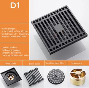 Vòi Hoa Sen Vuông Cống Đồng Thau Chống Tắc Nghẽn Điểm Mùi Thoát Nước Sàn - Product Image 2