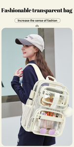 Cusangel di alta qualità TPU trasparente zaino da viaggio per ragazze zaino di grande capacità borsa da scuola trasparente per studenti viola - Product Image 6