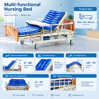Lit médicalisé à manivelle mécanique avec dossier intégré et contour en bois pour positionnement corporel complet, idéal pour les chambres de patients
