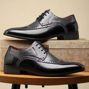 Zapatos Oxford de Hombre Británicos, Impermeables, de Cuero Genuino, Punta Cerrada, Hechos a Mano, para Boda, Formales, Casuales de Negocios, Antideslizantes, con Hebillas y Correas - Product Image 1