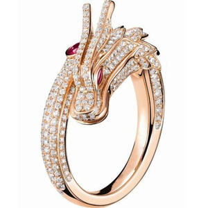 Anello Cocktail H123 Dragon in Oro Rosa con Diamanti Pavé Taglio Brillante Rotondo, Gioiello Unisex di Lusso, Idea Regalo - Product Image 2