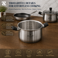 Batterie de cuisine Zhenneng en acier inoxydable 304, 12 pièces, comprenant casseroles et poêles, idéale pour la restauration, antirouille, compatible gaz