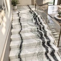 Conception d'escalier intérieur en pierre, marches d'escalier en marbre blanc Panda pour intérieur, carrelage