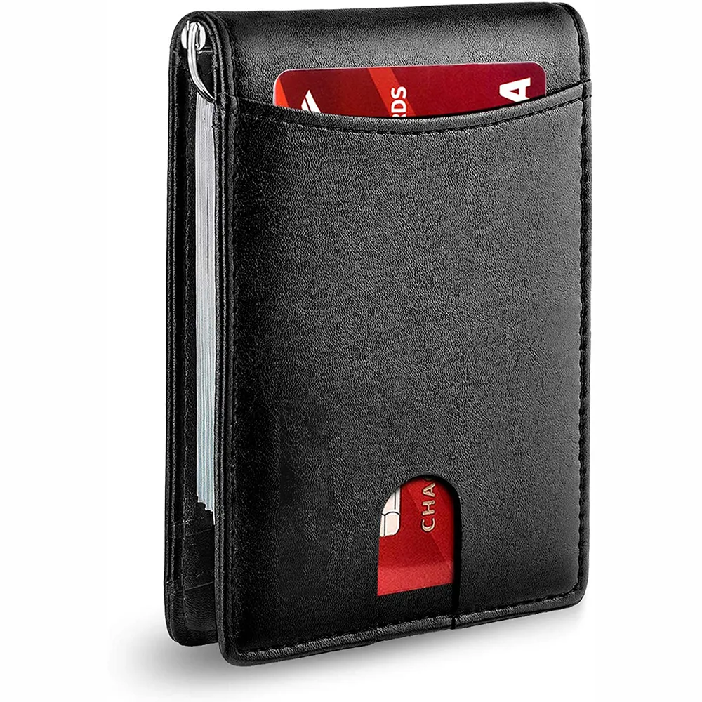 Hochwertige Front taschen brieftaschen RFID Blocking Bifold Kreditkarten inhaber Herren Slim Money Clip Leder brieftasche