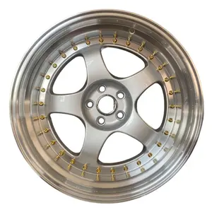 合金车轮轮胎5孔5X100银机唇金铆钉18x9.5高质量适合乘用车车轮