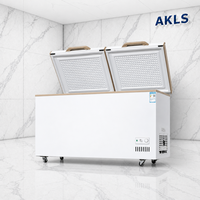 Station de préparation alimentaire commerciale avec réfrigérateur-congélateur coffre, vitrine réfrigérée à refroidissement statique et thermostat réglable - Nouveau pour supermarché et cuisine