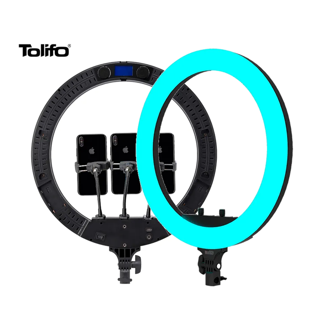 Tolifo Wholesale 19" Multi-function Colorful Rgb LED Ring Light 19 Inch Ringlight Lamp With Remote Gimbal Mount