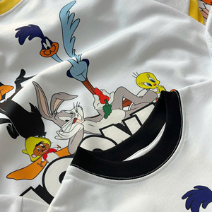 Camiseta unisex Oversize Fit 100% algodón manga corta cuello mixto y estampado de 2 vías de camisetas de algodón elástico Hombre - Product Image 2