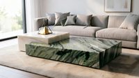 Table basse en marbre vert jade de style moderne et luxueux pour la décoration de la maison, salon, hôtel, bar, café