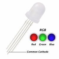 Jstronic LED RGB tricolore à travers trou, rond, 8mm, 10mm, 5mm, 4 broches, lentille diffuseur transparente, lampe LED pleine couleur DIP
