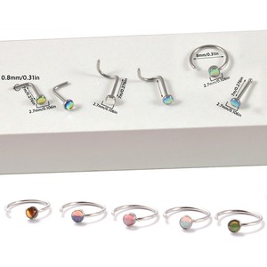 Piercing de <span class=keywords><strong>Nariz</strong></span> Moderno en Forma de L, Barra Curva, Película Reflectante, Piercing Recto para la <span class=keywords><strong>Nariz</strong></span>, Lote de Piercings, Piercing de <span class=keywords><strong>Nariz</strong></span> Tipo Cuff, <span class=keywords><strong>Clip</strong></span> para la <span class=keywords><strong>Nariz</strong></span> - Product Image 4