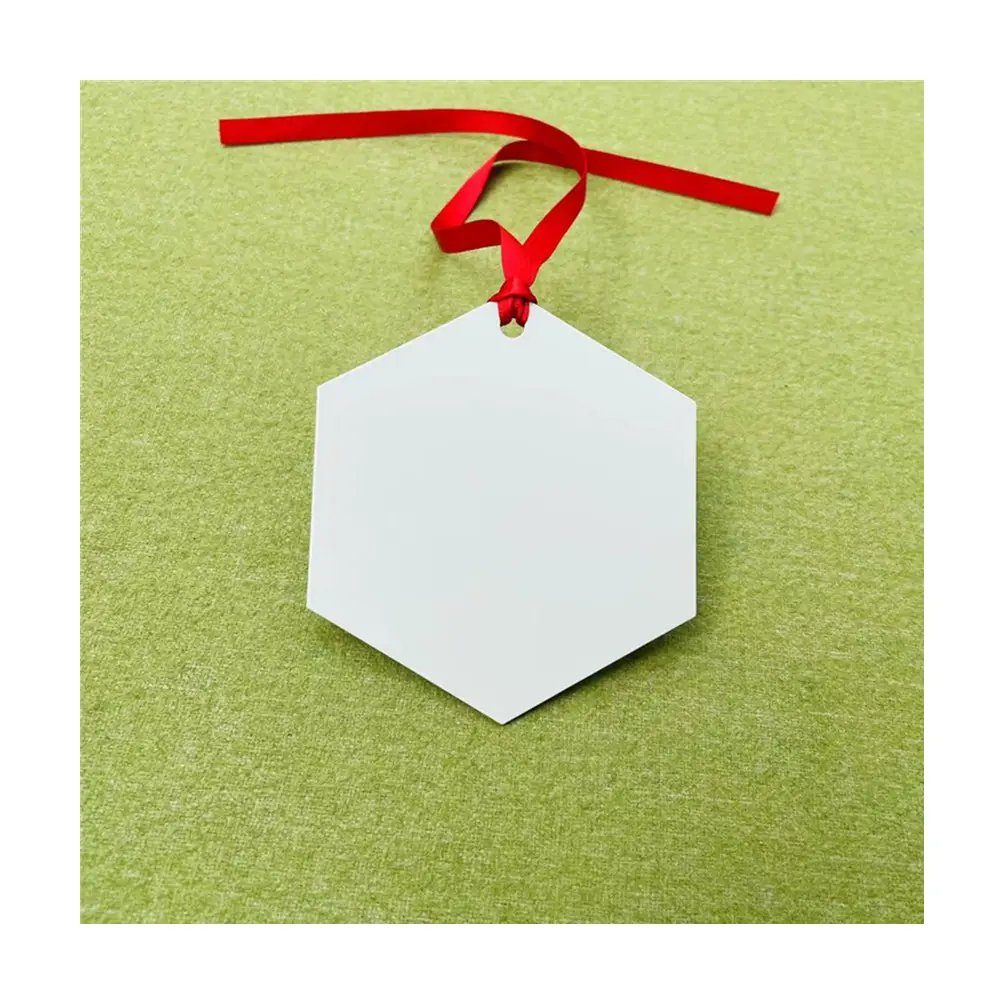 Custom Hexagon Vormige Dubbelzijdig Printen Sublimatie Metalen Kerst Ornament Aluminium Ornamenten Xmas Decoratie Benodigdheden