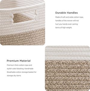 큐브 수납 바구니 13x13x13 인치 3팩 직조 면 바구니 정리용 면 로프 바구니 선반용 - Product Image 5