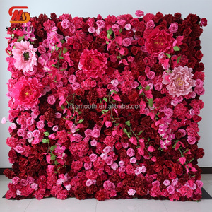 ฉากหลังงานแต่งงานแบบเรียบหรู ผนังดอกไม้ 3 มิติ 5 มิติ ขนาด 8 ฟุต x 8 ฟุต ผ้าไหมกุหลาบ แผงผนังดอกไม้แบบม้วน สำหรับตกแต่งงานปาร์ตี้และงานอีเว้นท์ - Product Image 1