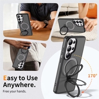 Étui de téléphone magnétique de luxe neuf avec support rotatif et coque arrière protectrice effet peau pour S26 Ultra
