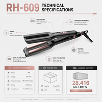 Lisseur à cheveux en céramique avec écran LED, chauffe rapide, contrôle multi-températures, double plaque, fer à lisser pour usage domestique et professionnel