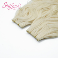 Extensiones de Cabello Humano Virgen de Doble Trama, Color Rubio, Estilo Nuevo, Invisibles, Liso Natural, Genius Weft, Ondulado Natural