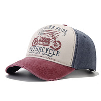 Sombrero de camionero deportivo de algodón 100% de moda americana gráfico de motocicleta desgastado lavado para gorra de sol al aire libre