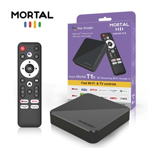 Mortal T1S Android 14 Smart TV Box H313 con <span class=keywords><strong>IPTV</strong></span> Integrado, Dispositivo de Transmisión Multimedia OTT Compatible con NF, WiFi Dual y Reproductor Multimedia 4K - Product Image 1