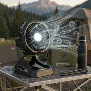 Ventilatore da Campeggio Ricaricabile da 16000mAh con Luce LED a 360° °   Ventilatore Portatile a Clip con Oscillazione Automatica, 8 Velocità, Telecomando a 8 Pulsanti - Product Image 1