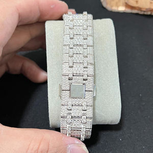 Montres automatiques en acier inoxydable avec cadran rond personnalisé, serties de diamants, style hip-hop, sans taxe, avec moissanite, pour le Moyen-Orient - Product Image 4