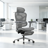 Chaise de bureau ergonomique avec accoudoirs 7D en PU, hauteur réglable, repose-pieds pivotant pour bureau et atelier