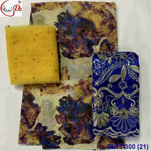 Lisami RTS Swiss Voile cotton mềm 2yard + 2yard lưới thêu + 5yard in somali Sudan dirac gabasaar toub vải cotton - Product Image 5