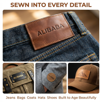 Étiquette en cuir véritable gaufrée personnalisée en usine, ODM pour jeans, denim, sacs, vêtements, patch logo