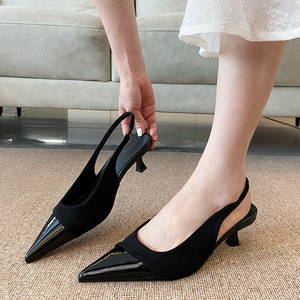 Sandales à talons hauts à bout pointu et fermé, style féerique élégant français, pour femmes, collection Printemps-Été 2026, chaussures de ville quotidiennes - Product Image 3