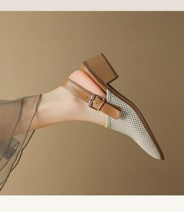 Femmes 2025 été respirant volant tissé Baotou <span class=keywords><strong>talon</strong></span> épais ouvert <span class=keywords><strong>talon</strong></span> moyen pointu maille chaussures petite taille hiver extérieur - Product Image 6