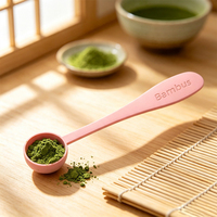 Cuillère doseuse en acier inoxydable Bambus 2,5 ml avec manche gravé en bambus pour matcha, café, pâtisserie, contrôle précis des portions