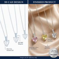 S925 Sterling Zilveren Hart Hanger Ketting 1ct High Carbon Diamond 7x7mm Roze Geel Clear Pavé Bail Choker Vrouwen Gift Sieraden