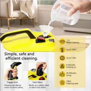 Limpiador a Vapor Portátil Multifuncional de Mano, Calentamiento Rápido a Alta Temperatura, Fuerte Succión, para Coche, Sofá y Colchón - Product Image 5