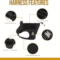 Harnais tactique transfrontalier pour chien, réglable, en maille, pour grands chiens, avec laisse réfléchissante pour extérieur