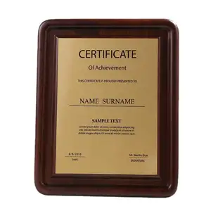 2023 Custom round corner concave medal making wooden plaque authorization certificate Authorization plate wooden holder