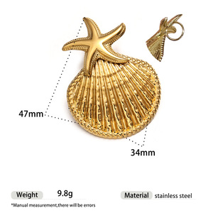 ビーチネックレス手織りロープ18k PVD金メッキステンレス鋼分厚いジュエリー大きなペンダント女性用貝殻ネックレス - Product Image 5