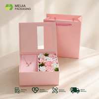Boîte cadeau rose personnalisée, emballage de luxe, coffret cadeau pour la Saint-Valentin, savon, fleur, fenêtre en acrylique, collier, vente en gros, OEM, ODM