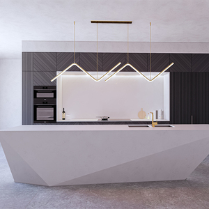 Gabinete de cocina con Isla geométrica SANTOPOVA con almacenamiento de pared integrado y paneles de grano vertical - Product Image 2