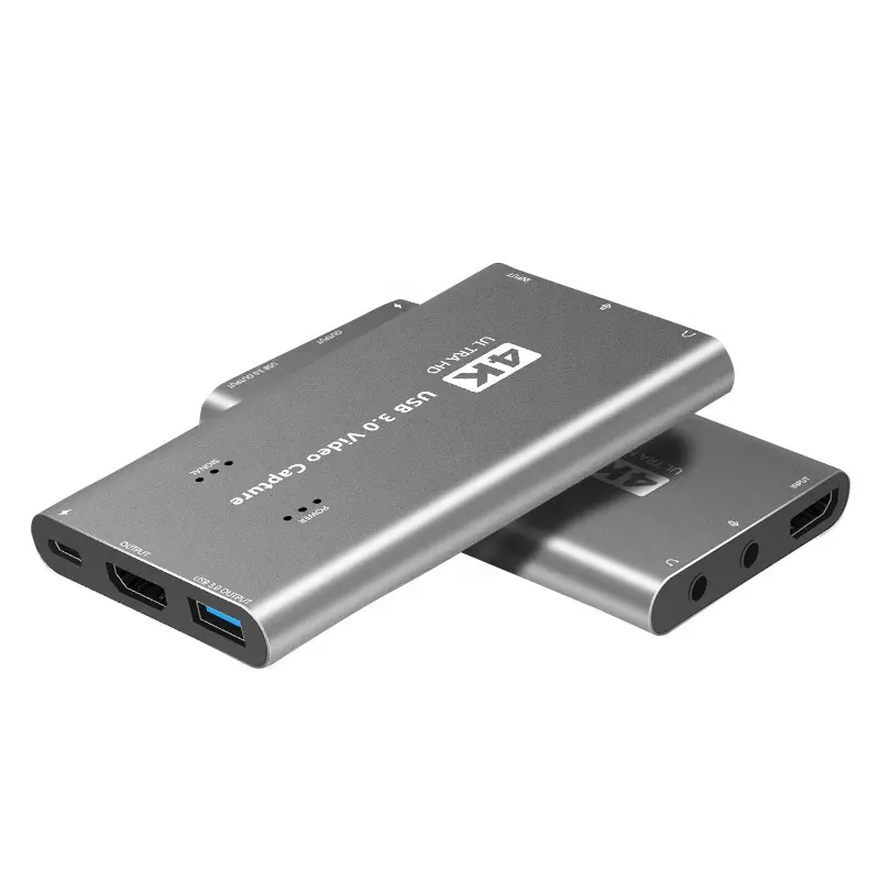 Toptan özel Metal USB3.0 HDMI Video yakalama kartı döngü ile mikrofon ses sinyal ışığı HDMI yakalama kartı