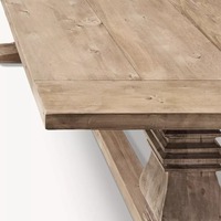 Nouveautés - Table à manger en bois massif rectangulaire longue, fabriquée à la main, personnalisée, résistante aux taches