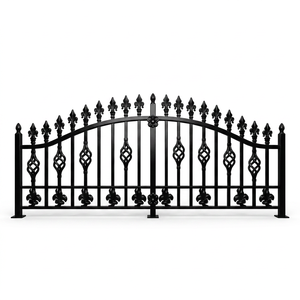 Portail en fer de style classique avec motifs décoratifs et revêtement antirouille ; facile à assembler et adapté au jardin - Product Image 1