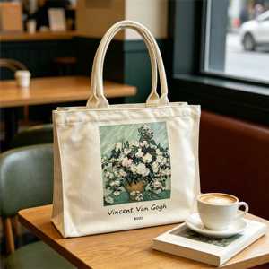 Bolsa de Compras Ecológica Personalizada con Impresión Directa a Todo Color, de Lona de Algodón Orgánico, Estilo Artístico, para la Biblioteca y la Vida Diaria - Product Image 2