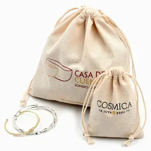 Bestpacking Bolsa para jóias orgânicas Bege com logotipo personalizado, sacola de embalagem de joias de linho de luxo